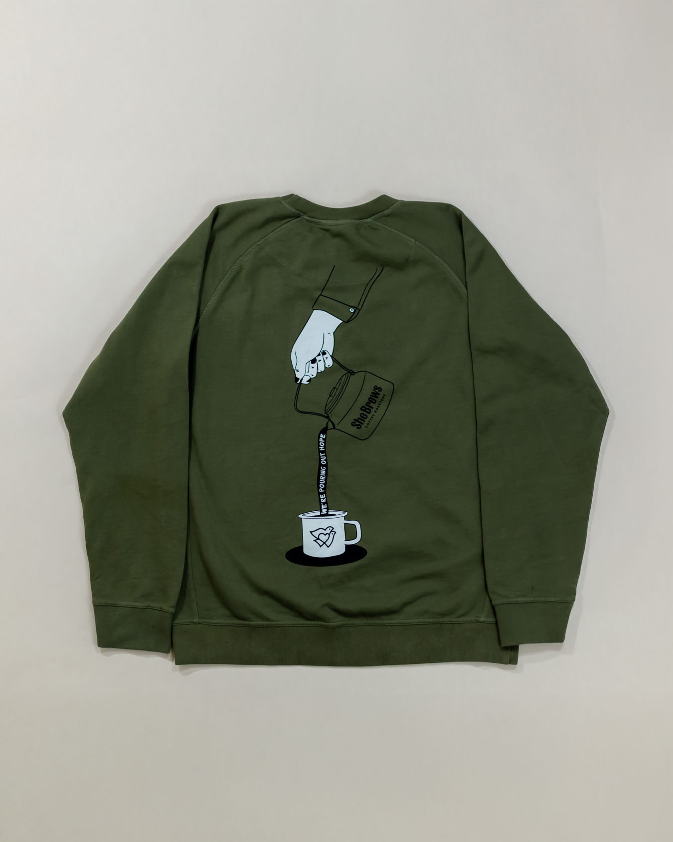 Forest Green Pouring Out Hope Sweatshirt Back