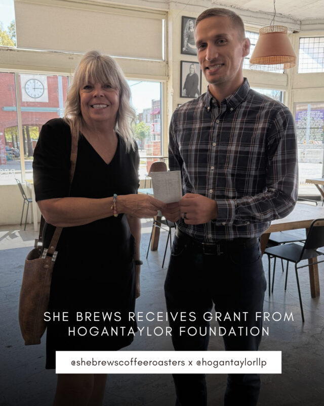 She Brews is thrilled to announce that we were recently the recipients of a grant from the HoganTaylor Foundation! Each year HoganTaylor makes contributions to non-profits in Oklahoma and Arkansas, and we cannot thank them enough for their investment in our program and the larger community. Our own Rhonda Bear met with HoganTaylor's Valeriy Mirchev (pictured here) to share the good news. We are thrilled and honored to be included in their work—thank you @hogantaylorllp!⁠
⁠
Read more about the work of the HoganTaylor Foundation at the link in bio.⁠
⁠
#CoffeeWithACause #SheBrewsTransitionProgram #TransitionProgram #SheBrews #BrewingUpPurpose #FiveYears #NonprofitCoffee #Tulsa #Claremore #Oklahoma