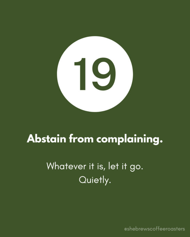 December is here and Christmas is near, so we have prepped an Advent calendar of suggestions to get in the spirit of the season! Today: abstain from complaining.⁠
⁠
#TheReasonForTheSeason #SheBrewsTransitionProgram #TransitionProgram #SheBrews #CoffeeWithACause #WakeUpDoGood #BrewingUpPurpose #OnwardAndUpward #TrulyTransformativeCoffee #NonprofitCoffee #Tulsa #Claremore #AdventAction #PrayShareGift