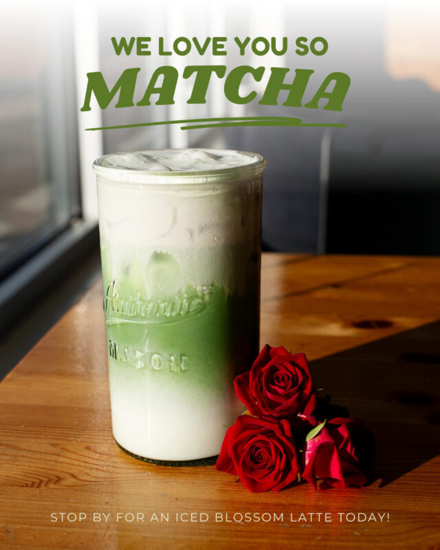 We love you so MATCHA! Stop by and enjoy our Iced Blossom Matcha with rose syrup and lavender cold foam, or pick a something a little sweeter, like Love in a Cup (white chocolate and raspberry) or Sweetheart Mocha (dark chocolate and strawberry). 🍓🌹⁠
⁠
#SheBrews #SeasonalSips #WinterWarmers #IceIceBaby #SweaterWeather #MakeMineMocha #MoCoffee #SpringBlossoms #TreatYoself #SipTheSeason #BrewingHope #NonprofitCoffee #Tulsa #Claremore