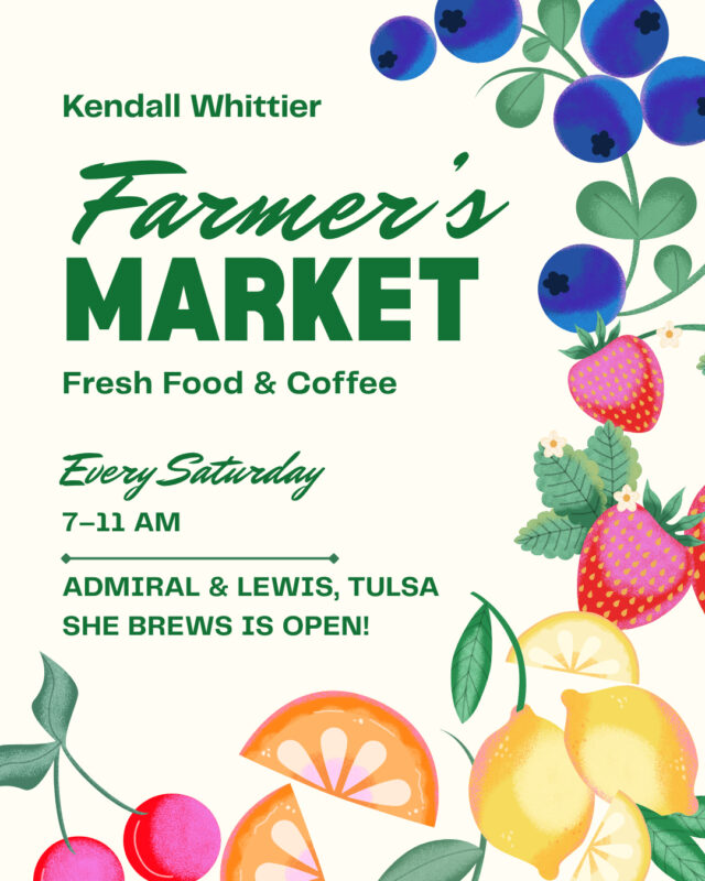 April is here and that means it is once again Farmer's Market season! The Kendall Whittier Farmer's Market is a Tulsa summer staple, with dozens of vendors selling every delicious thing you can imagine. She Brews is right in the center of it all, so stop by and grab a cup of coffee before you pick up some goodies for dinner!⁠
⁠
#CoffeeWithACause #SheBrewsTransitionProgram #TransitionProgram #SheBrews #BrewingUpPurpose #NonprofitCoffee #Tulsa #KendallWhittier #FarmersMarketSaturday