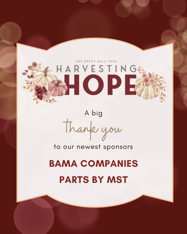A big thank you to our two newest 2026 gala sponsors: the Bama Companies and Parts by MST!⁠
⁠
This year's gala, Harvesting Hope, will take place on Thursday, October 1 at Camp Loughridge. We are still accepting sponsors for this event, so if your company is interested in being part of this special night, click the link in our bio!⁠
⁠
#HarvestingHope #SheBrewsGala #CoffeeWithACause #SheBrewsTransitionProgram #OnwardAndUpward