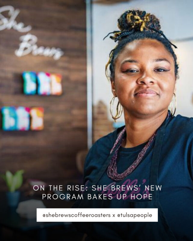 She Brews recently launched our baking program at our new Claremore shop, making it possible to provide barista AND baking training so we can help women discover where their strengths lie and equip them with skills that translate into meaningful employment.⁠
⁠
At She Brews, we believe transformation happens when opportunity meets support and we are dedicated to creating avenues to support our clients. Change can happen when someone is given the chance to learn, work and be seen for who they can become rather than where they have been. Read more about program graduate Maria Morris (pictured) and how we’re training women for careers in the hospitality industry at tulsapeople.com or the link in our bio!⁠
⁠
#CoffeeWithACause #SheBrewsTransitionProgram #BrewingUpPurpose #NonprofitCoffee #OnwardAndUpward