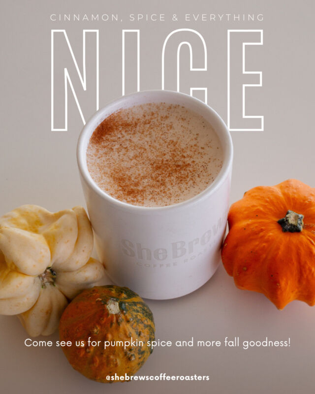 Stop by for a Harvest Chai (chai + pumpkin spice, + cinnamon + milk) or one of our other fall delights. Bring on the sweater weather!⁠
⁠
#SpiceItUp #PumpkinSpiceIsNice #TreatYoself #FallVibes #NonprofitCoffee